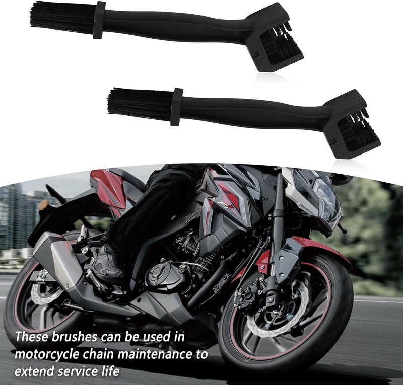 Stacool 2PCS Motorcycle Chain Brush,Double-Ended Motorcycle Chain Cleaner with Three-Sided and Long Bristles,Universal Motorcycle Chain Cleaning Kit for Motorcycle Bicycle Mountain Bike (Black/2PCS) - Image 5